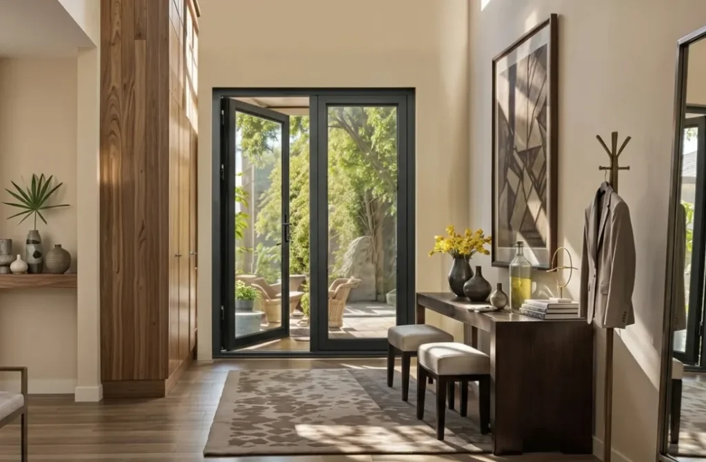 French door opening to garden
